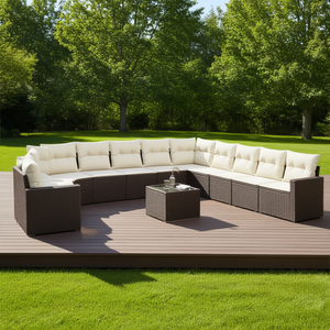 Set di Divani da Giardino in Rattan PE Marrone Moderno, Arredamento Modulare per Esterni con Design Elegante - Product Image 2