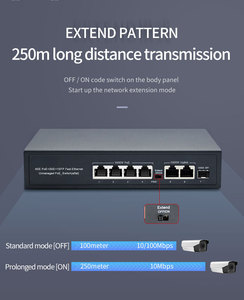 4-Port Gigabit logam POE Switch 10/100/1000Mbps 2*1000Mbps Uplink 1 SFP jaringan optik 65W sistem keamanan RJ45 100Mbps stok - Product Image 2