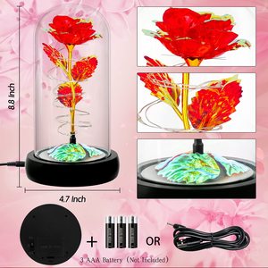 Venta al por mayor de arcoíris artificiales, rosas iluminadas en vidrio, flor de plástico colorida con LED Galaxy Rose en cúpula de vidrio para el día de la madre - Product Image 2