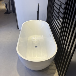 Baignoire ovale portable en acrylique, design moderne, autoportante, blanche, avec drain, pour usage hôtelier – Offre Spéciale - Product Image 5