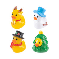 7 figuras de patos de resina estilo Papá Noel en miniatura con sombrero, adornos para casa de muñecas, decoraciones navideñas y manualidades.