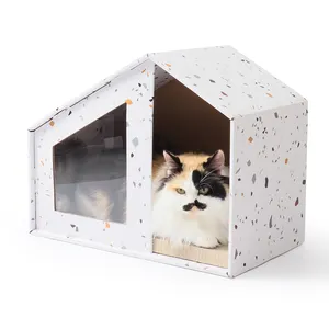 Casa de brincar para gatos e casa de papelão para gatos com arranhador