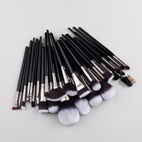 Luxe noir manche en bois 29 pièces doux naturel cheveux synthétiques grande poudre fond de teint correcteur ombre à paupières pinceaux ensemble en gros