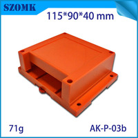 Boîtier de rail DIN 115x90x40mm en plastique ABS avec bride de montage pour module PLC industriel, orange