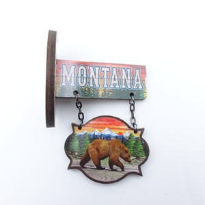 America Montana New York Bear in legno componenti per ciondoli magnetici con logo personalizzato personalizzato produttore di magneti da frigorifero - Product Image 5