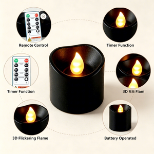 Lot de 12 bougies <span class=keywords><strong>LED</strong></span> sans flamme à télécommande, effet flamme 3D, en plastique, avec minuterie 2/4/6/8H, fonctionnant sur piles, pour mariage - Product Image 4