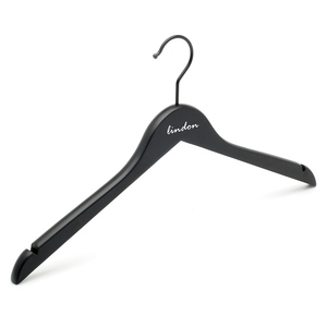 LINDON Cintres en Bois Noir Mat avec Logo Personnalisé pour Boutiques <span class=keywords><strong>de</strong></span> Marque - Product Image 4