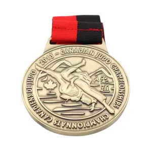 Jiabo – médailles de sport en alliage de zinc, couleur émail personnalisée, or argent, cuivre antique, métal Judo