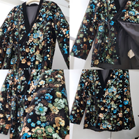 Ensemble Hanfu pour femmes, style chinois, inspiré de la dynastie Tang, veste brodée de sequins, manteau ceinturé à fleurs avec jupe longue évasée, printemps automne