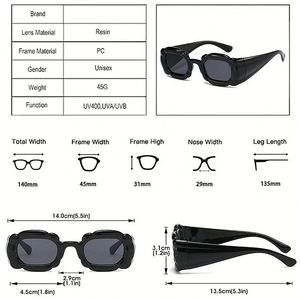 Gafas de Sol Cuadradas Vintage con Logotipo Personalizado, Estilo Y2K, Color Caramelo, Protección UV400, Degradado, Patillas Anchas Irregulares, para Hombre y Mujer - Product Image 6