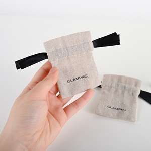 Custom Logo Eco-Friendly Small Linen Jewelry Pouch Natural Burlap Drawstring <b>Gift</b> Bag with Ribbon <b>Bow</b> for Jewelry Packaging - Product Image 6