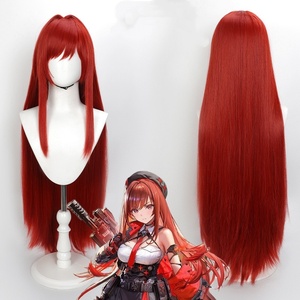 Perruque de cosplay <span class=keywords><strong>Rappi</strong></span> Red Hood en gros, 100 cm de long, rouge, la déesse de la victoire, Nikke Anime, perruque synthétique pour fête d'Halloween - Product Image 1