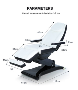 Camilla de Masaje Profesional para Spa y Salón de Belleza, con 3 Motores Eléctricos, Negra, Silla Facial, Cama de Belleza con Respaldo Ajustable y Altura Regulable - Product Image 2