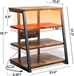 Consola multimedia Bastidores estéreo y soportes con estantes <span class=keywords><strong>de</strong></span> almacenamiento, soporte <span class=keywords><strong>de</strong></span> medios AV marrón rústico con salidas, gabinete <span class=keywords><strong>de</strong></span> torre <span class=keywords><strong>de</strong></span> audio multimedia - Product Image 2