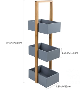 Caddy de almacenamiento de 3 niveles para elementos esenciales de baño, carrito de baño de Bambú - Product Image 3