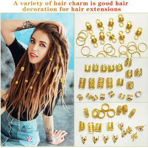 Juego de joyas Gold Loc de 290 piezas <span class=keywords><strong>para</strong></span> el cabello, anillos de pelo de Metal y conectores de <span class=keywords><strong>trenzas</strong></span> <span class=keywords><strong>para</strong></span> rastas, accesorios trenzados - Product Image 5