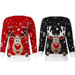 Acrylic <strong>Cheap</strong> Factory Price Red Color <strong>Jumper</strong> Classical Deer Pattern Hot-sale Custom <strong>Christmas</strong> Holiday Sweater - Product Image 1