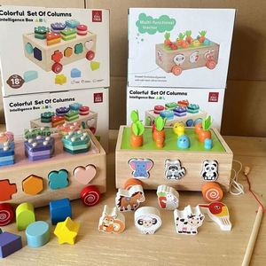 Infant Ideal <b>Gift</b> Multipurpose Baby Center Learning Animals Blocks Wooden Activity Cube - Product Image 2