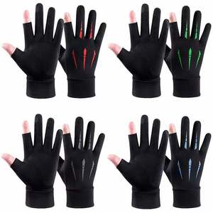 Gants d'été fins en soie glacée pour hommes, avec deux doigts exposés, pour le cyclisme, la conduite, la pêche, l'utilisation en plein air, protection solaire - Product Image 1