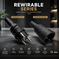 Enchufe Schuko 16A 250V IP20 con Terminal de Cobre Ignífugo, Cable de PC/PVC Cortable, Diámetro de Cable Personalizable, Certificación CE ROHS
