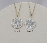 Collier Cube de Métatron Géométrie Sacré, Collier Métatron en Acier Inoxydable Plaqué PVD, Bijou Spirituel