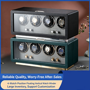 Luxury 4-Slots Mechanical <strong>Watch</strong> <strong>Winder</strong> with Mute Self-Pendulum Motor LED Lighting <strong>Watch</strong> <strong>Box</strong> for Household Use Two Control Knobs - Product Image 2