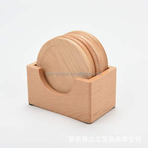 Großhandel Buchenholz 6 Stück leere Holz untersetzer mit Holz halter - Product Image 2