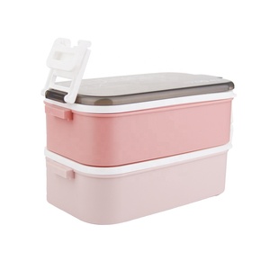 Eco-Friendly Custom New Removable Plastic Lunch Box 2 Compartment Food Storage Container bento lunch box for kids bpa free