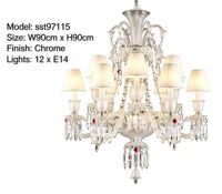 Lustre en cristal personnalisable en couleur et finition avec base E27 LED à intensité variable pour l'éclairage de la maison, de l'hôtel et de la villa