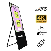 Ücretsiz CMS Katlanabilir Reklam LCD Poster Ekranı Alışveriş Merkezi 2K 4K 43 İnç Ayaklı Hoş Geldiniz Ekranı LCD Dijital Tabela