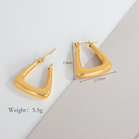Boucles d'oreilles géométriques épaisses en acier inoxydable, style minimaliste, texture haute qualité, vente en gros, pour femmes