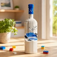 Kit de construction de bouteille de vin blanc, puzzle 3D créatif, modèle de boisson alcoolisée, cadeau de décoration pour la maison