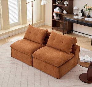 Ensemble de canapés modulaires convertibles sans accoudoirs, en tissu chenille doux, design moderne, idéal pour appartement, avec coussin de nuque et dossier, réglable DIY - Product Image 5