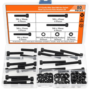M5 Hex <b>Socket</b> Cap <b>Screws</b> Nuts Washers Kit 12.9 Grade Alloy Steel 240 Pieces Standard DIN912 - Product Image 2