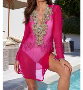 Tunique à manches longues et col en V perlé, vêtements élégants, bohèmes et élégants, pour femmes, OEM, nouvelle collection - Product Image 1