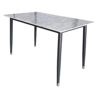 Table à manger rectangulaire moderne et minimaliste en pierre frittée, avec structure métallique de luxe, pour la maison, la cuisine, le restaurant, l'hôtel, portable