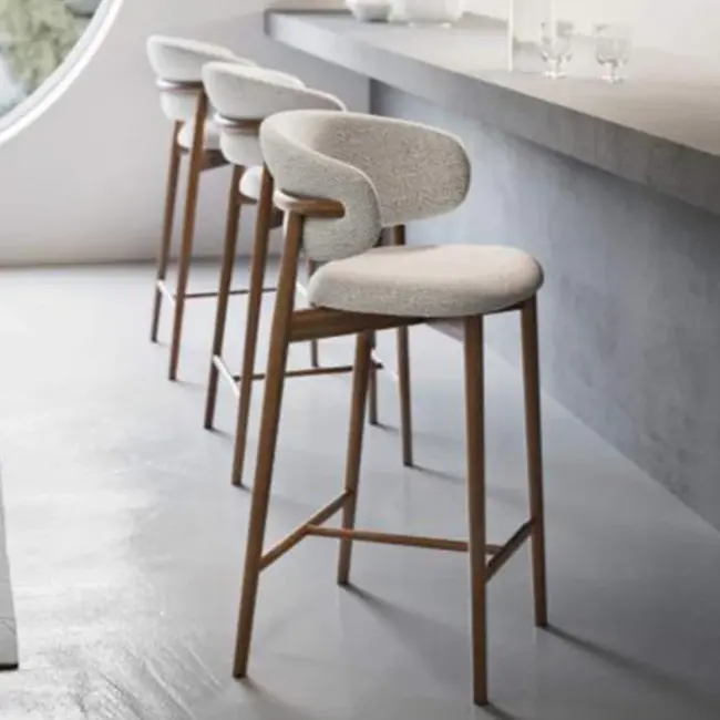 Hot-Sale Luxo Personalizado Home Furniture Restaurante Cozinha Madeira Frame High Dining Bar Chair