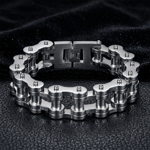 Heavy Sturdy Trendy <b>Men's</b> Stainless Steel Motorcycle/Bike Chain <b>Bangle</b> Silver Polished Endless Insert Jewelry <b>for</b> Party - Product Image 1