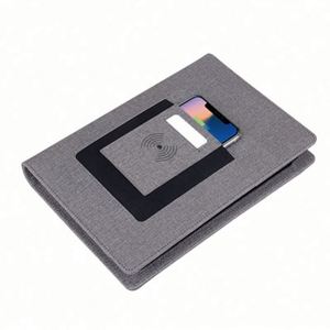 A5 Luxury Leather PP Fabric PVC Paper Binder Fast Wireless Charging Powerbank LED Screen USB Multifunction Notebook Custom Color - Product Image 4
