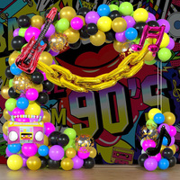 Décorations de fête sur le thème des années 90 et des années 80, boule disco rétro gonflable, décorations de scène, ballons décorés, fournitures de fête arc-en-ciel