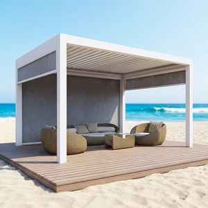 Pergola Retrattile in Alluminio Eco-Friendly per <span class=keywords><strong>Terrazzo</strong></span>, Gazebo, Patio, Giardino, Cortile, Tetto Regolabile Impermeabile per Feste ed Eventi - Stile Naturale - Product Image 3