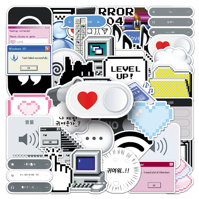 50pcs Creative Personalized Waterproof Eco-Friendly Trendy Network Stickers for Computer Desk Headphone Decoration Stickers