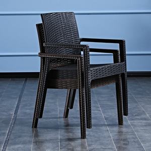 Silla de Ocio Moderna y Sencilla de Plástico Imitación Ratán con Reposabrazos para Balcón o <span class=keywords><strong>Terraza</strong></span> Exterior - Product Image 3