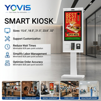 Terminal de point de vente (TPV) en libre-service à écran tactile, série 21,5 pouces, affichage tactile, kiosque en aluminium avec lecteur d'empreintes digitales, scanner QR, paiement par carte et impression de reçus
