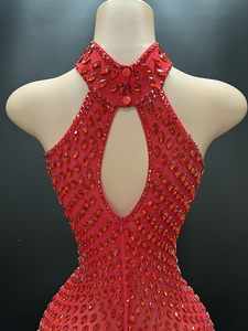 Abiti da Compleanno con Diamanti Rossi per Donne, Eleganti Vestiti da Sera per Feste, Abbigliamento per Fornitori, Abiti per <span class=keywords><strong>la</strong></span> Madre della Sposa - Product Image 2