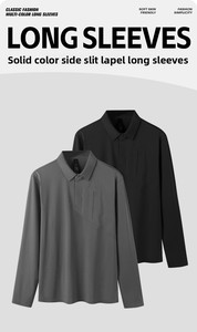 Novedad Otoño 2025: Camisa de Hombre Casual de Negocios con Botones, Tejida, Bordada, Antiarrugas, con Patrón Sólido y Cuello Vuelto para Jóvenes - Product Image 2