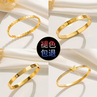 Gelang Emas Bertabur Zirkon Warna Tahan Luntur, Trendi, Mewah, dan Elegan untuk Wanita, Bernuansa Mewah yang Halus dan Berkelas