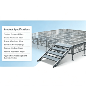 Palco in Vetro Temperato con Telaio in Alluminio, Piattaforma Modulare Trasparente per Matrimoni, Eventi, Mostre e <span class=keywords><strong>Concerti</strong></span> - Product Image 1