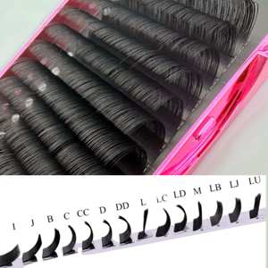 Extensiones de pestañas de cachemira 100% mate, de raíz suelta, 0.03 0.05 J B C CC, para venta al por mayor, en bandejas, de fácil formación de abanico - Product Image 2