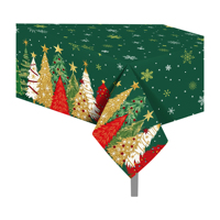 Nappe de table de Noël Huancai, motif arbre vert et flocons de neige, nappe en plastique jetable pour les fournitures de fête de Noël